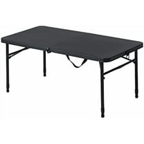 40 L x 20 W Plastic Adjustable Height Fold-in-Half Folding Table, Rich Black Onecolor$$Furniture