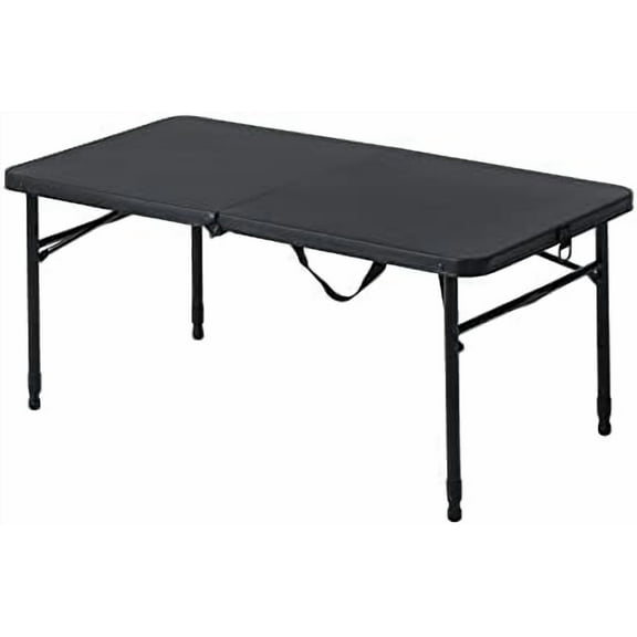 40 L x 20 W Plastic Adjustable Height Fold-in-Half Folding Table, Rich Black Onecolor$$Furniture