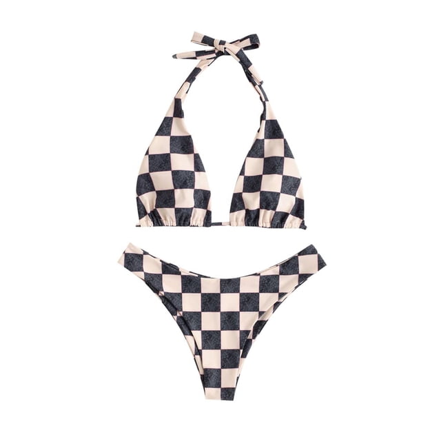 Bikini ZAFUL Triangle de 2 piezas, halter, corte alto, para mujer