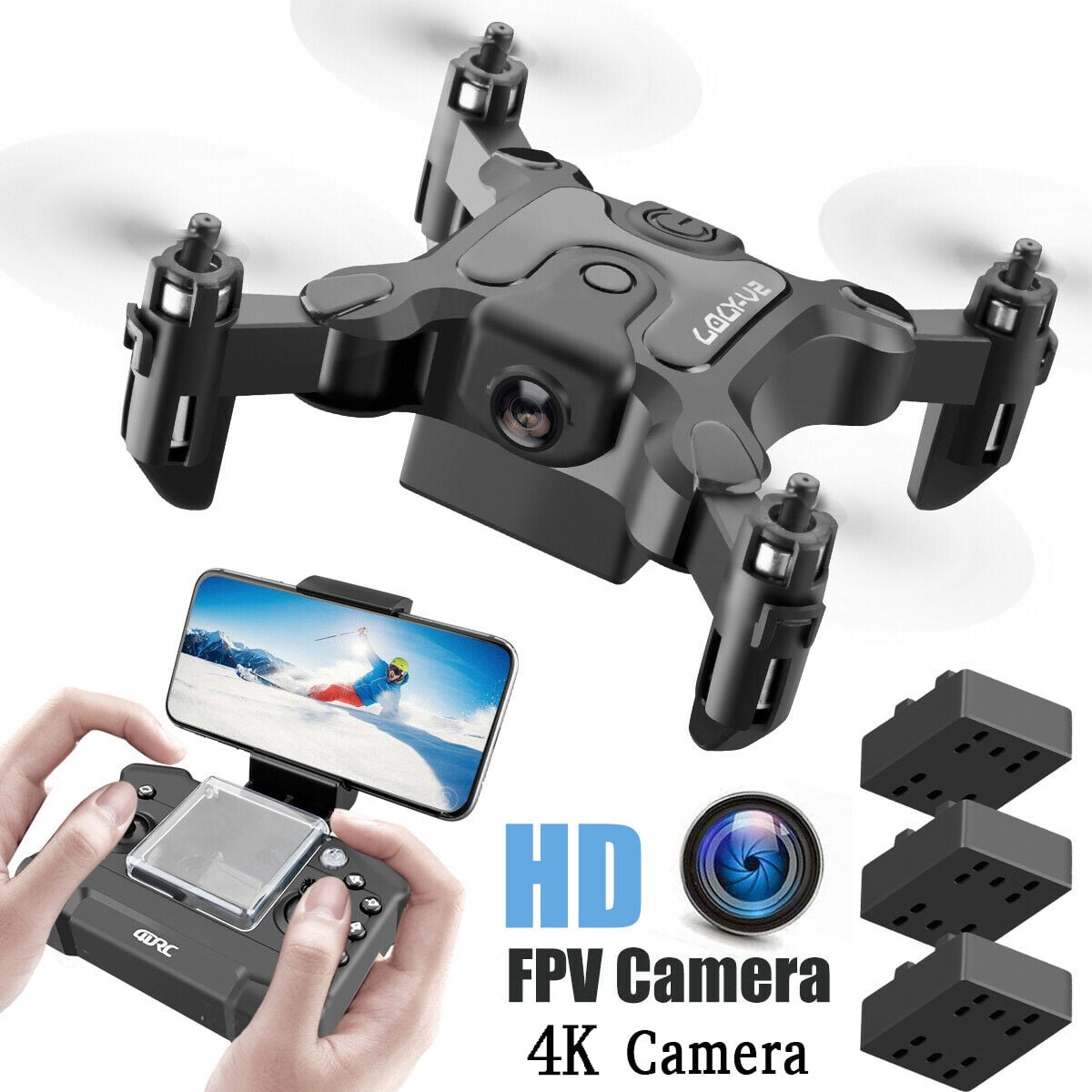 RC WIFI FPV Drone 4K HD Dual Camera Mini Selfie Foldable Quadrocopter Drone