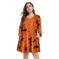 thumbnail image 2 of Plus Size Halloween Dresses 4X for Women, VEPKUL Crew Neck T Shirt Dress Long Sleeve Casual Loose Swing Fall Dress with Pockets, 2 of 8