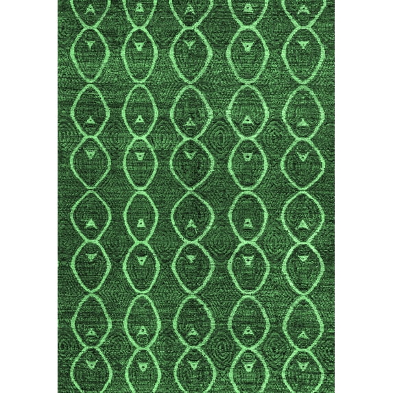 Ahgly Company Indoor Rectangle Abstract Emerald Green Modern Area Rugs, 4' x 6'