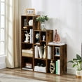 thumbnail image 3 of VECELO 3-Shelf Bookcase Wooden Bookshelf with Storage Organizer Display Shelf, Freestanding Unit for Living Room Home Office, Brown, 3 of 8