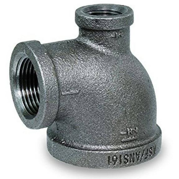 Supply Giant BMRT0345 3/4" x 1/2" x 3/4" Black Malleable Reducing Tee with Female Threaded Fitting