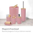thumbnail image 4 of CERBIOR 7 PCS Bamboo Bathroom Accessories Sets with Trash Can, Soap Dispenser, Soap Dish, Toothbrush Holder, Toothbrush Cup, Toilet Brush and Qtip Holders,Pink, 4 of 11