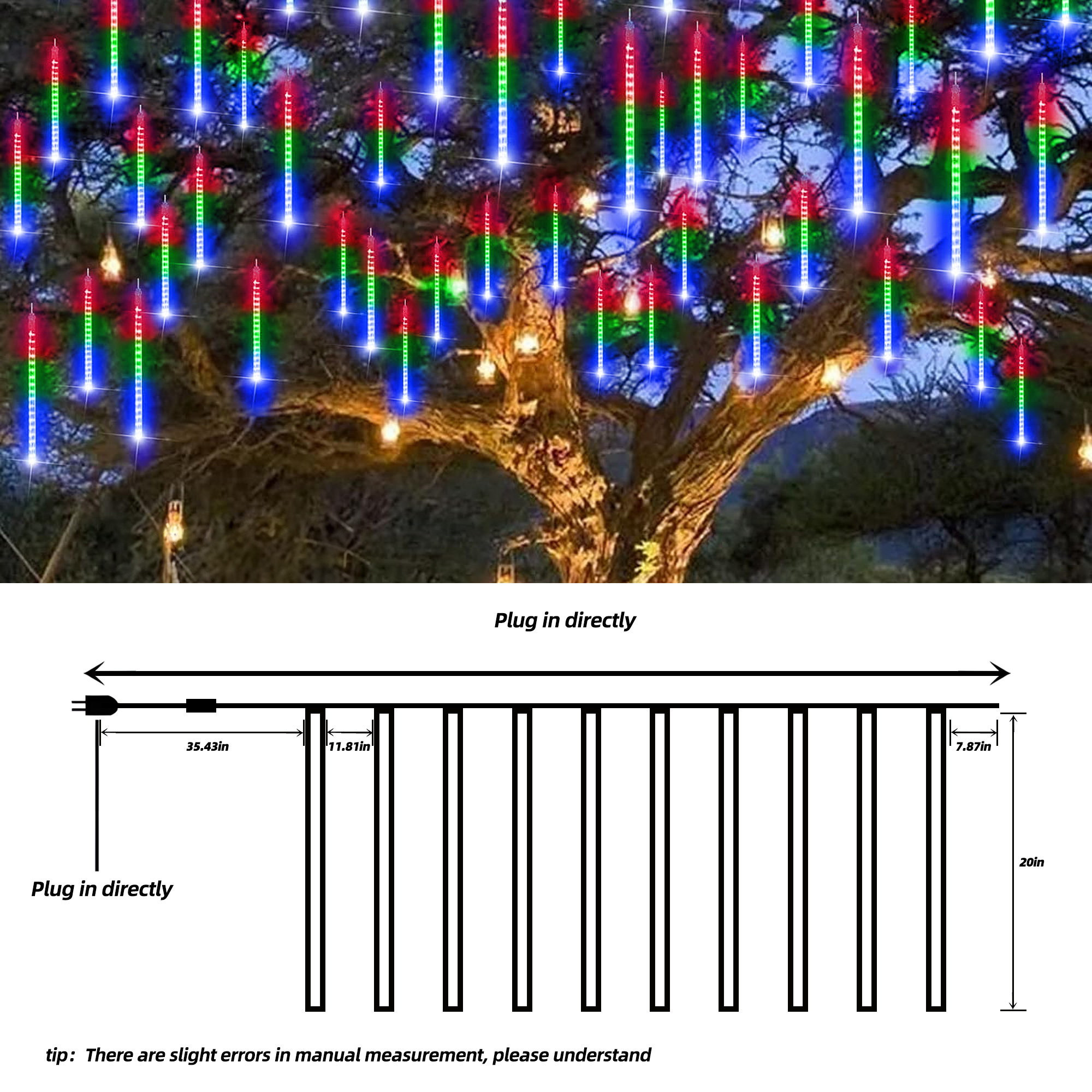 Daybetter Multicolor Meteor Shower Falling Lights, 10 Tubes photo 5