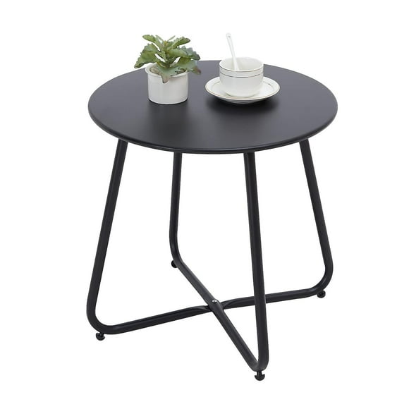 Small Metal Side Table, Round Garden Side Table, Coffee And Coffee Table With Adjustable Table Legs (black, 45 X 45 X H Cm)
