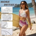 thumbnail image 6 of DISNIMO Womens High Waisted Bikini Sets Marble Printed Tummy Control Swimsuit 2 Piece Twist Front Bathing Suits Push Up Top with Ruched Bottom, S, 6 of 7