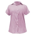 thumbnail image 4 of Mashaouyo Clearance T Shirts For Women Women's Casual Loose Summer Short Sleeve Solid Color Button Down Shirt T Shirt, 4 of 5