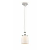 916-1S-WPC-G51-Innovations Lighting-Bell - 1 Light Stem Hung Mini Pendant In Industrial Style-10 Inches Tall and 5 Inches Wide-White/Polished Chrome
