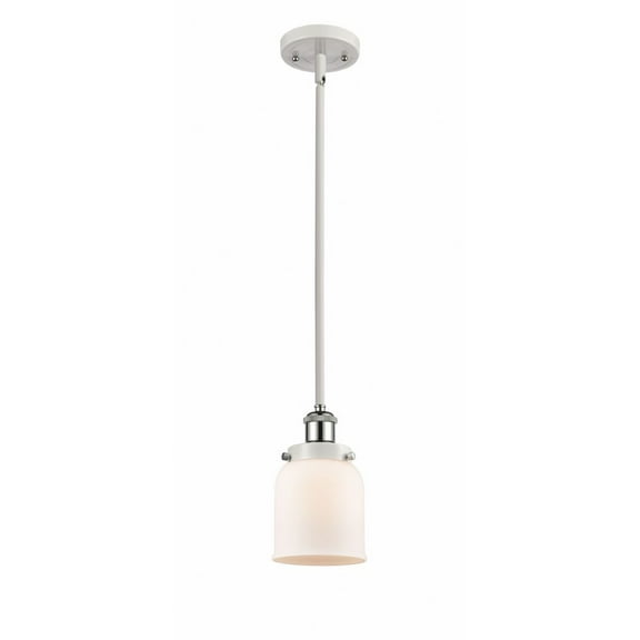 916-1S-WPC-G51-Innovations Lighting-Bell - 1 Light Stem Hung Mini Pendant In Industrial Style-10 Inches Tall and 5 Inches Wide-White/Polished Chrome