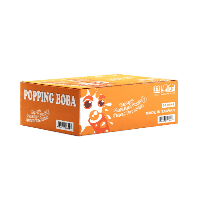 POPPING BOBA DRINK - MANGO PASSION FRUIT GREEN TEA 8 OZ*24 CANS/CTN
