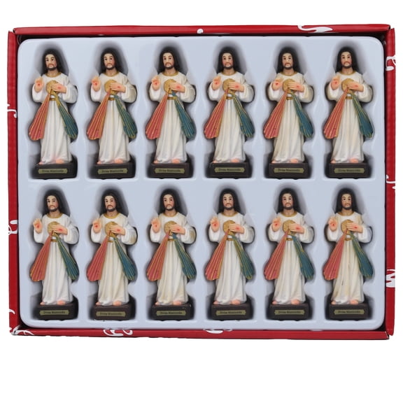 Señor De La Divina Misericordia 3" Set De 12 Pcs Mini Divine Mercy Religious Favors Gift Figurines (Set 12 Pcs)