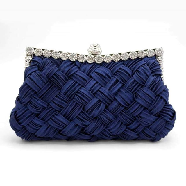 Pochette de Mariage Plissée et Tressée avec Strass pour Demoiselle d'Honneur
