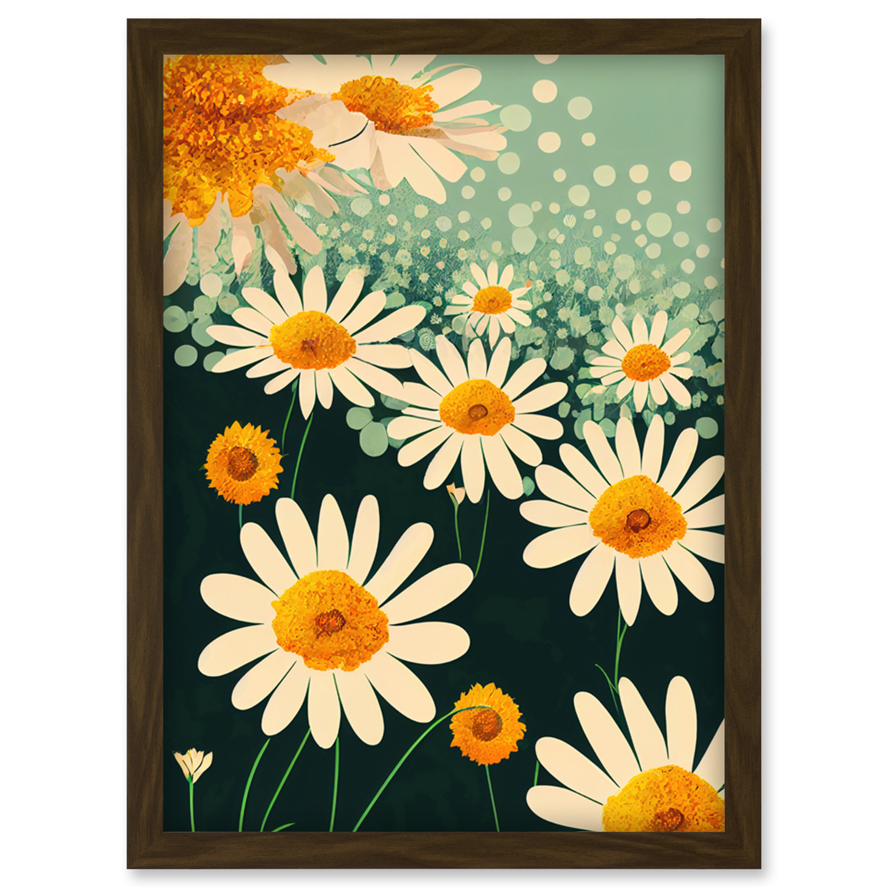 Abstract Daisy Blossoms Flowers Artwork Framed Wall Art Print A4 ...