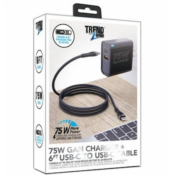 75W GAN Dual Charging Set with Cord