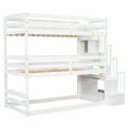 thumbnail image 2 of EUROCO Twin over Twin over Twin Bunk Bed with Storage Staircase, Convertible Bunk with Shelves, White, 2 of 13