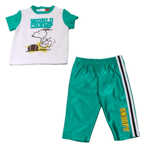 Peanuts Infant Boys 2 Piece World Champ Snoopy Football T-Shirt & Shorts 0-3m