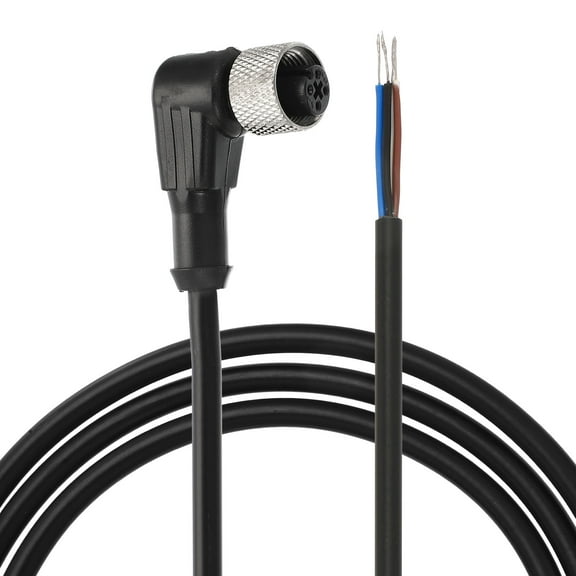 Uxcell M12 5M 4Pin Female Head Connector, 2Pcs Aviation Socket Electrical Cable, Black