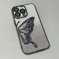 thumbnail image 4 of Butterfly Quicksand Glitter Bling Aesthetic TPU Case for Women Girls Compatible with iPhone Case (Silver,iPhone 15), 4 of 6