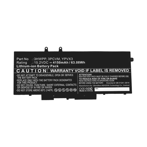 Batteries N Accessories BNA-WB-L10657 Laptop Battery - Li-ion, 15.2V, 4150mAh, Ultra High Capacity - Replacement for Dell 3HWPP Battery
