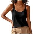 thumbnail image 2 of Homenesgenics Fitted Camisole Vest Sleeveless Shirts Round Neck Solid Color Spaghetti Strap Tank Top Black XXL, 2 of 6