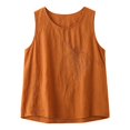 thumbnail image 4 of Unir Women Relaxed Sleeveless Casual Vest, Round Neck Embroidered Lightweight Tank Top, Washed Cotton Feel Summer Layering Blouse, Breathable Loose Fit Solid Color Shirt, Pink White Black Coffee, 4 of 4