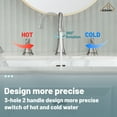 thumbnail image 2 of CASAINC 8 in. Widespread Double Handle Bathroom Faucet 3 Holes with 360° Swivel Spout, Stainless Steel Drain in Brushed Nickel, 2 of 10