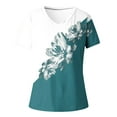 thumbnail image 4 of ICHUANYI Clearance Women's Fashion Printing Casual V-neck Short Sleeve Loose T-shirt Tops(Green, XL) ICHUANYI WER2023081117883, 4 of 4