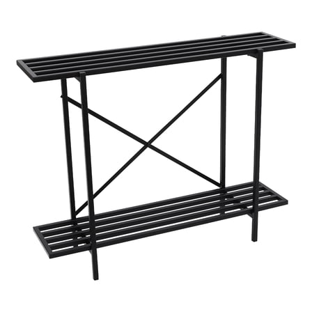 Wildnix 2-Tier Plant Stand, Metal Plant Rack with Strong Load-bearing Capacity, Modern Black Iron, Perfect for Indoor or Outdoor Use, Space-Saving Design