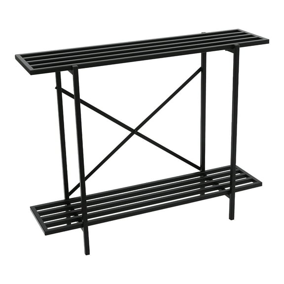Wildnix 2-Tier Plant Stand, Metal Plant Rack with Strong Load-bearing Capacity, Modern Black Iron, Perfect for Indoor or Outdoor Use, Space-Saving Design