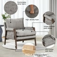 thumbnail image 3 of Mid-Century Accent Chair Modern Retro Leisure Chair with Solid Wood Frame Upholstered Teddy Fleece Fabric Single Sofa Armchair for Living Room, Bedroom, Balcony, Gray, 3 of 7