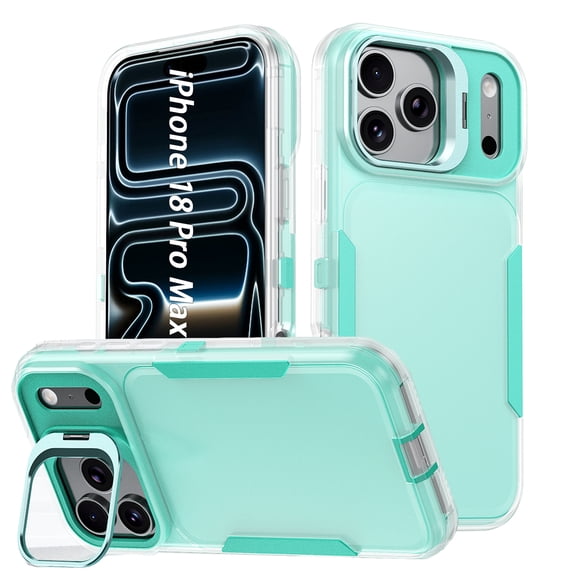 COAROVER Rugged Case Compatible with Apple iPhone 18 Pro Max,Heavy Duty Shockproof Protective Cover with Kickstand,Cyan