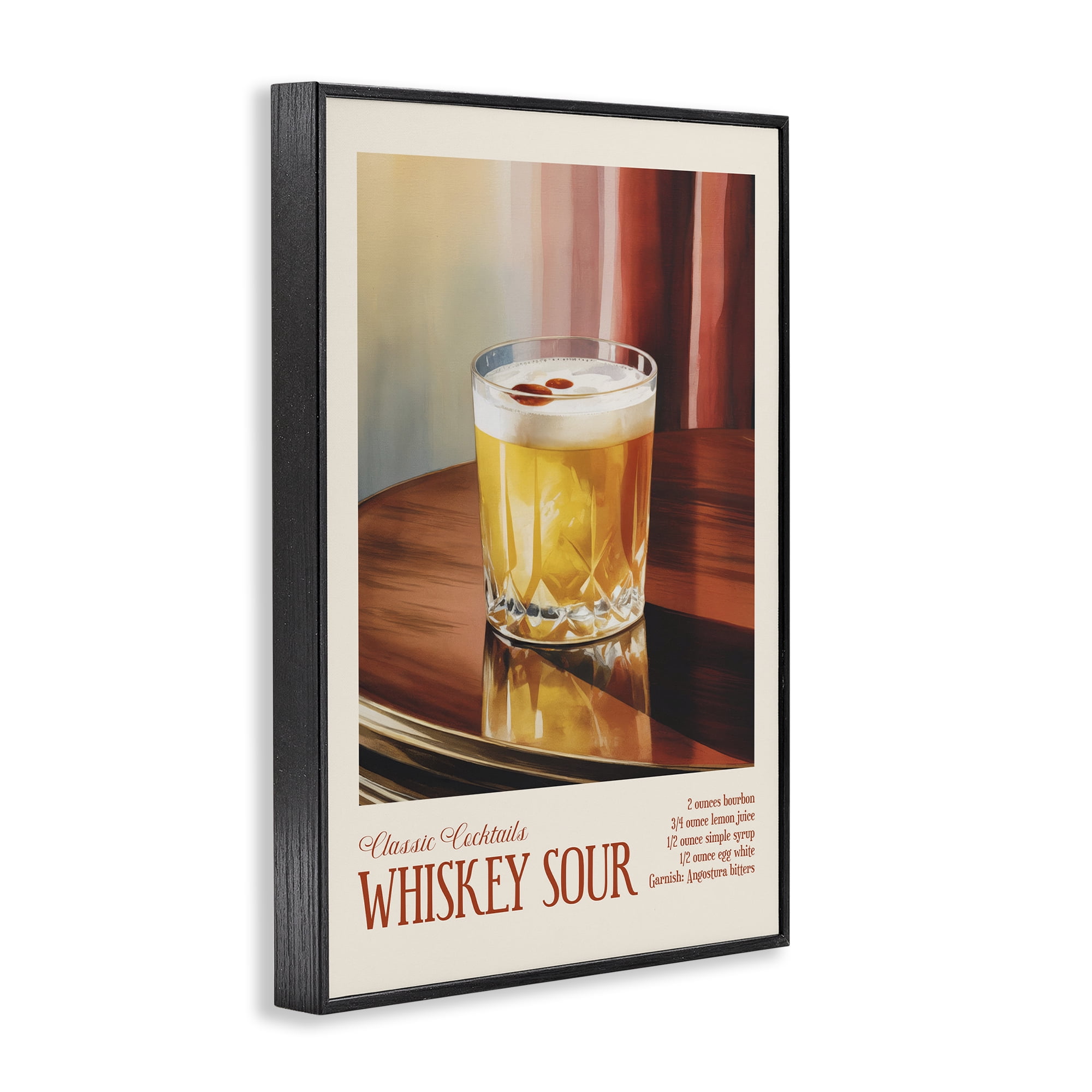 Stupell Industries Whiskey Sour on Table Black Framed Giclee Art, design by Andreas Magnusson