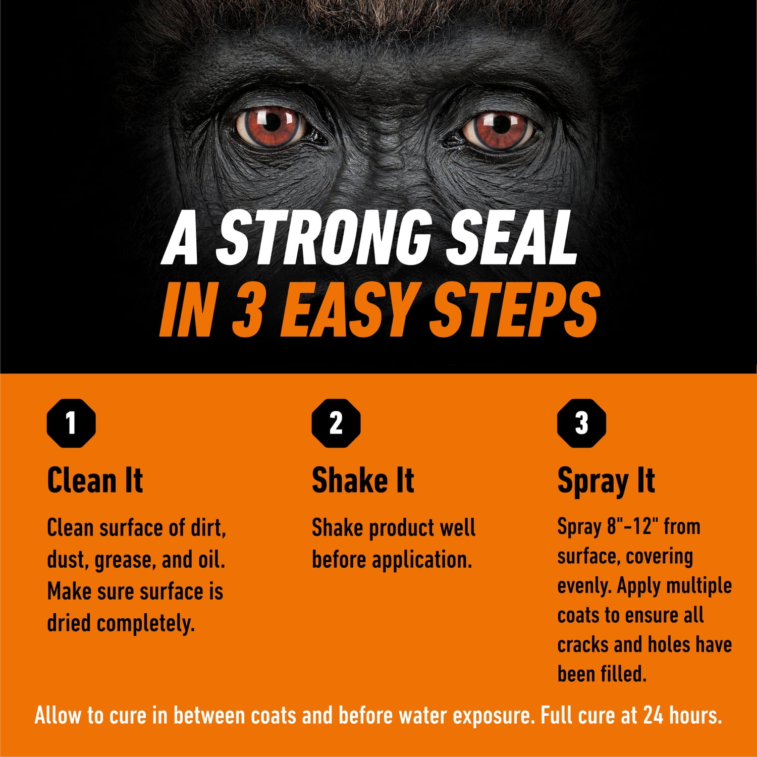 (3 pack) Gorilla Waterproof Patch & Seal Rubberized Sealant Spray, Black, 16 Ounce