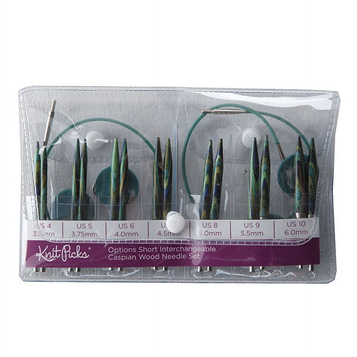 Knit Picks Caspian Options 2-3/4" Short Tip Interchangeable Wood Knitting Needle Set
