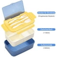thumbnail image 3 of Children's Lunch Box with 3 Compartments, Bento Box Adult 1400 ml Lunch Box for Adults and Children, Microwave and Dishwasher Safe Blue, 3 of 5