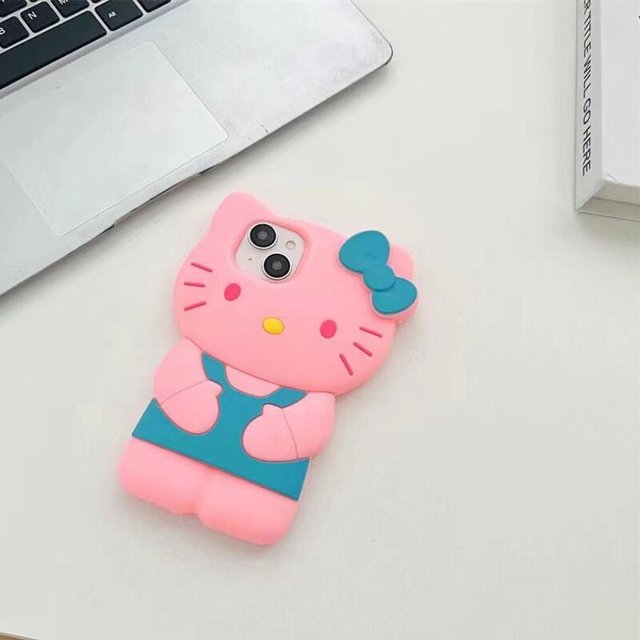 Sanrio-fundas estereoscópicas 3D de Hello Kitty para iPhone 14, 13, 12, 11 Pro Max, Mini, XR, XS, 8 Plus, Y2K, cubierta trasera suave a prueba de golpes Fivean unisex