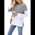 thumbnail image 3 of Sudadera Tipo Túnica A Rayas con Bloques de Color para Mujer, de Larga y Cuello Redondo, Holgada y y Negro L, 3 of 9