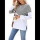 thumbnail image 3 of Sudadera Tipo Túnica A Rayas con Bloques de Color para Mujer, de Larga y Cuello Redondo, Holgada y y Negro M, 3 of 9