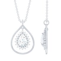 Rosec Jewels Simple Moissanite Teardrop Pendant for Women (1 CT, D-VS1 Quality), 14K White Gold