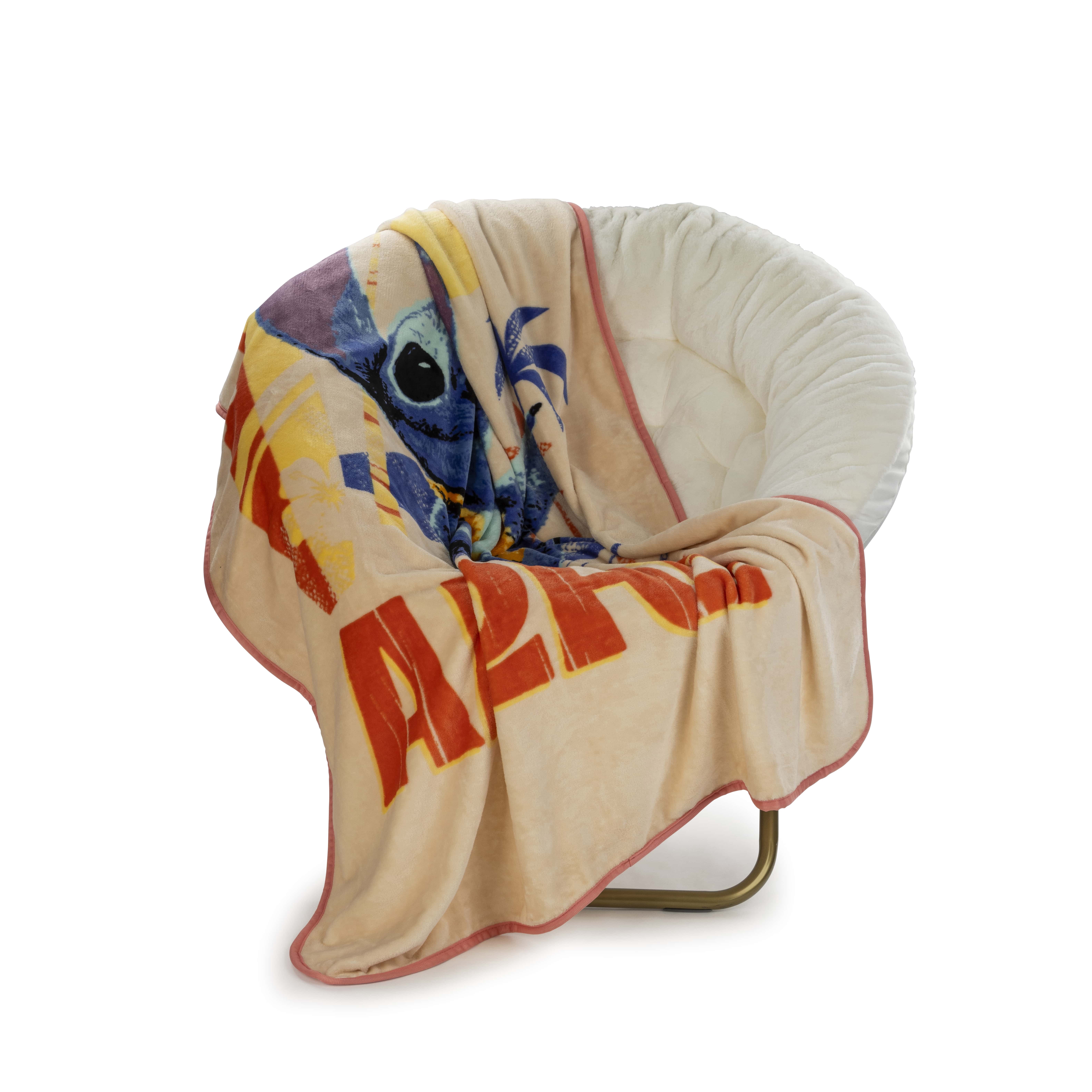 Stitch Live Action Vintage Aloha 50" x 70" Silk Touch Throw, Polyester, Tan, Disney