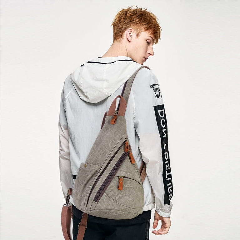 KL928 Canvas Sling Bag Small Crossbody Backpack Casual Daypack