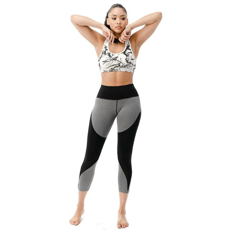 Women's Sports Bra Gym Sportswear Workout Yoga Activewear White Grey Marble  Tops Large
