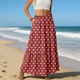 thumbnail image 5 of LWavelet Women's Polka Dot Tiered Maxi Skirt, Elastic Waist with Pockets, Cute Summer & Picnic Long Skirt Deep Red L, 5 of 6