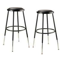 (Pack of 2) NPS 25 -33" Height Adjustable Heavy Duty Vinyl Padded Steel Stool, Black