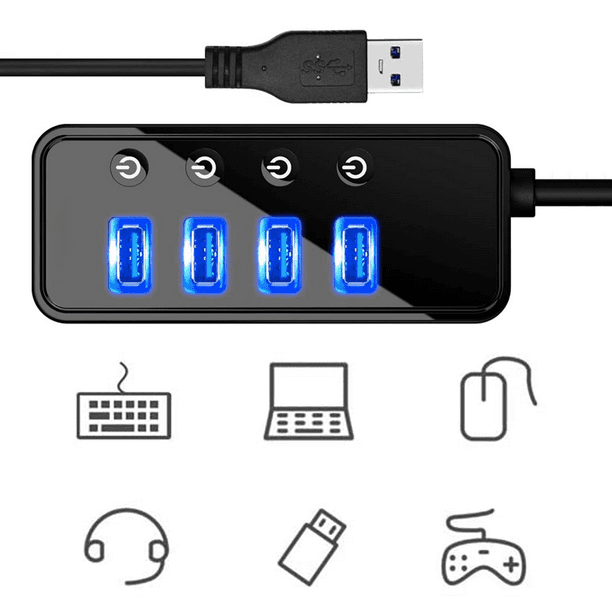 Concentrateur USB alimenté 10 ports Concentrateur de données USB 3.0 - avec  commutateurs marche/arrêt individuels