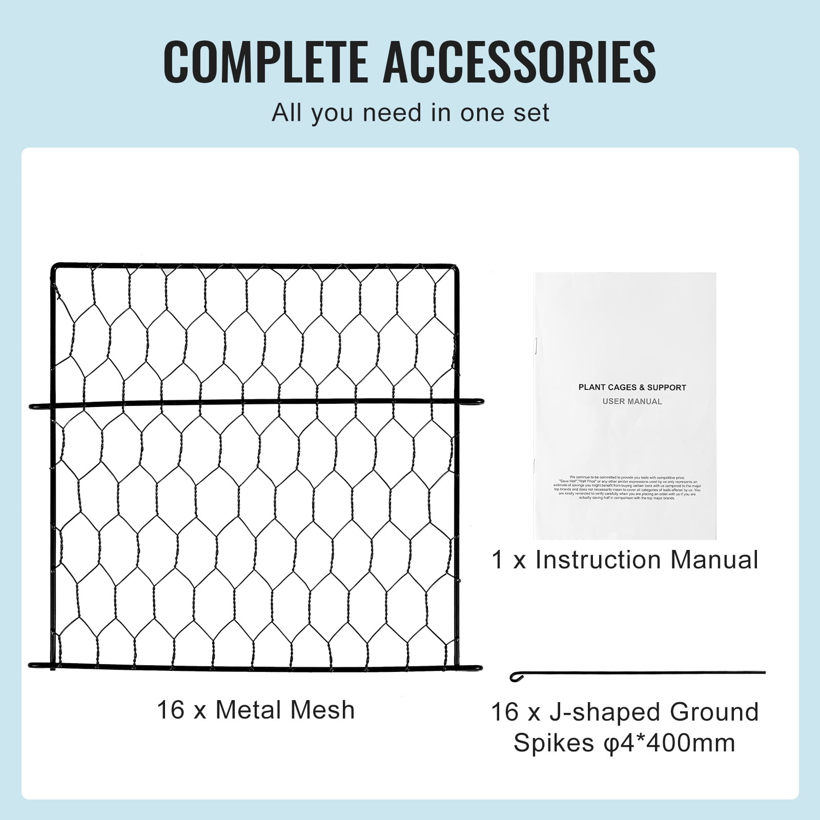 KFFKFF Set of 4 Animal-Resistant Plant Guards, Dimensions 13.4'' x 13.4'', Constructed with Chicken Wire, Ideal for Outdoor Flora, Blooms & Veggies, Deters Rabbits, Chickens, Squirrels