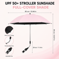 thumbnail image 2 of UPF50+ Universal Sun Umbrella for Strollers and Camping Carts, Adjustable Clip On Parasol, Anti-UV Shade Canopy for Baby Pram, Wagon and Outdoor Walking Use, 2 of 8