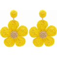 thumbnail image 1 of Statement Raffia Earrings for Women Girls Boho Geometric Round Flower Rattan Drop Dangle Earrings,Handmade Braid Straw Wicker Summer Beach Raffia Earr, 1 of 4